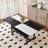 71 Inch Two-Tone Spliced Fashion Dining Table With Black Spray Painted Metal Legs, Ideal For Family Gatherings