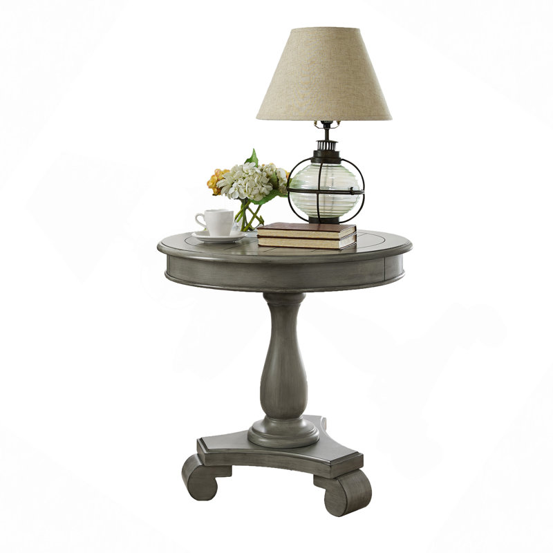 Table d'appoint ronde à piédestal en bois, Gris