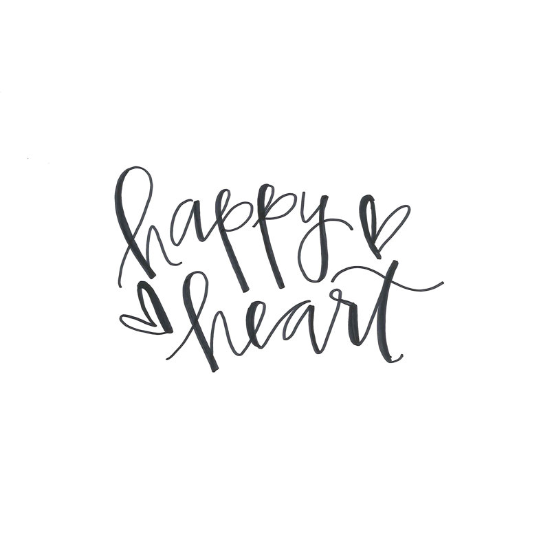 «Happy Heart 3», art textuel sur toile tendue, H 8 po x l 12 po