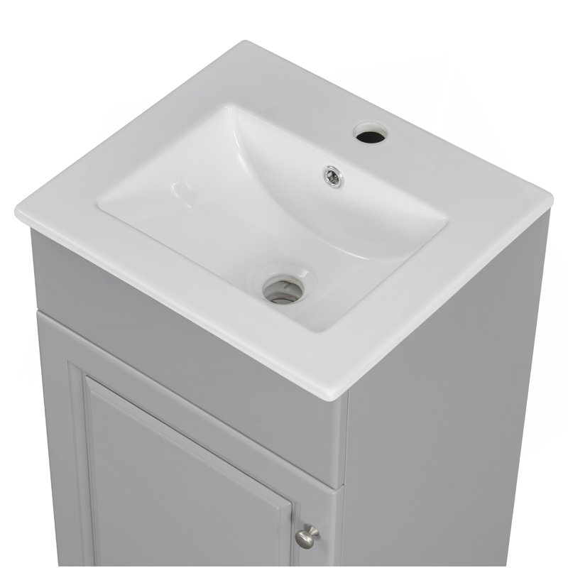 Meuble-lavabo 18 po avec lavabo, meuble-lavabo avec tablette de porte et tablette réglable, gris, Gris