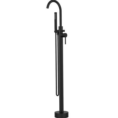 Robinet de baignoire autoportant Robinet pour salle de bain à fixation au sol - Poignée simple en laiton avec douche à main - débit élevé: 6 gallons par minute