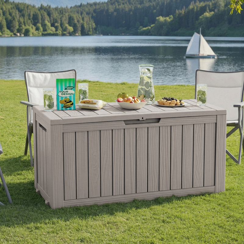  Emperic Design 45.12'' W 72 Gallon Water Resistant Resin Lockable Deck Box, Brown-Gray