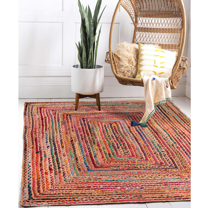 Tapis brun clair tressé à la main 8 pi x 10 pi