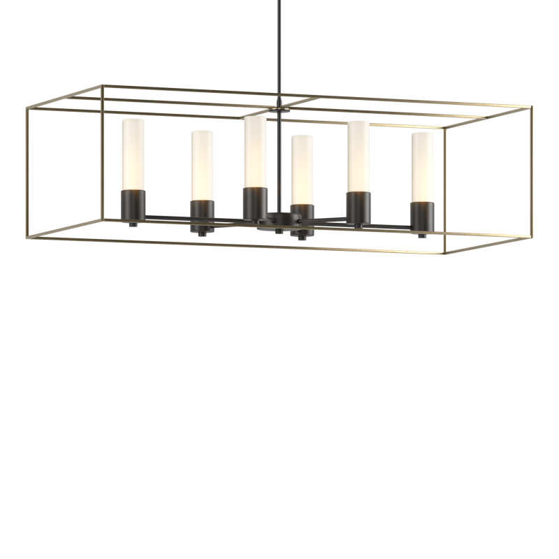 Luminaire suspendu linéaire à 6 lumières pour îlot de cuisine Portico, Bronze, Noir, Opale