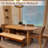 70.9" Rustic Farmhouse Oval Dining Table for 6-8, Large Wood Kitchen Table with Sturdy Base, Modern MDF Dining Room Table, Easy Assembly-666011044-666011040