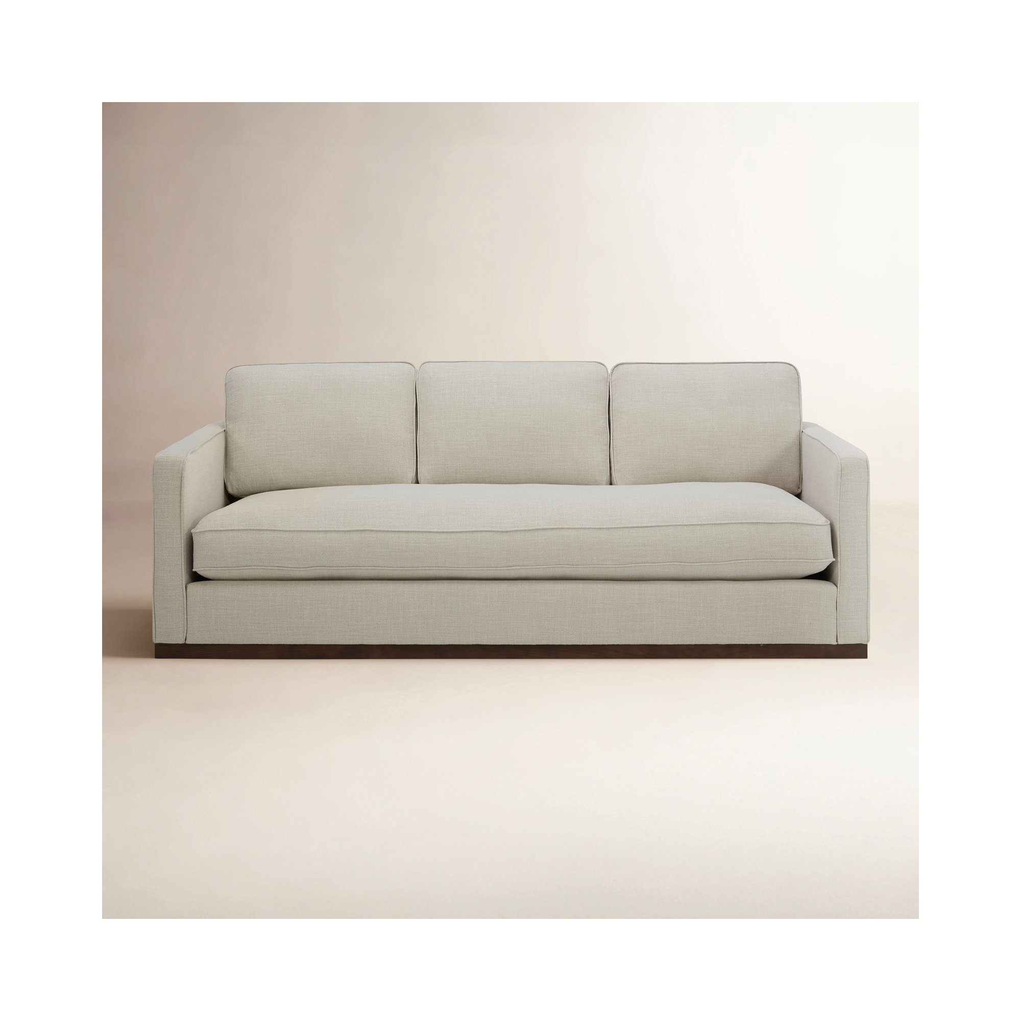 Bobbi 87'' Upholstered Sofa, Effie Linen Performance, Walnut