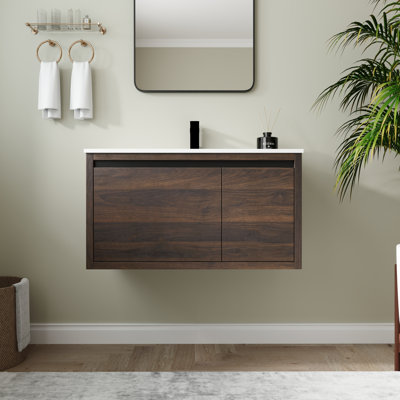 35.64'' Single Bathroom Vanity with Acrylic Top