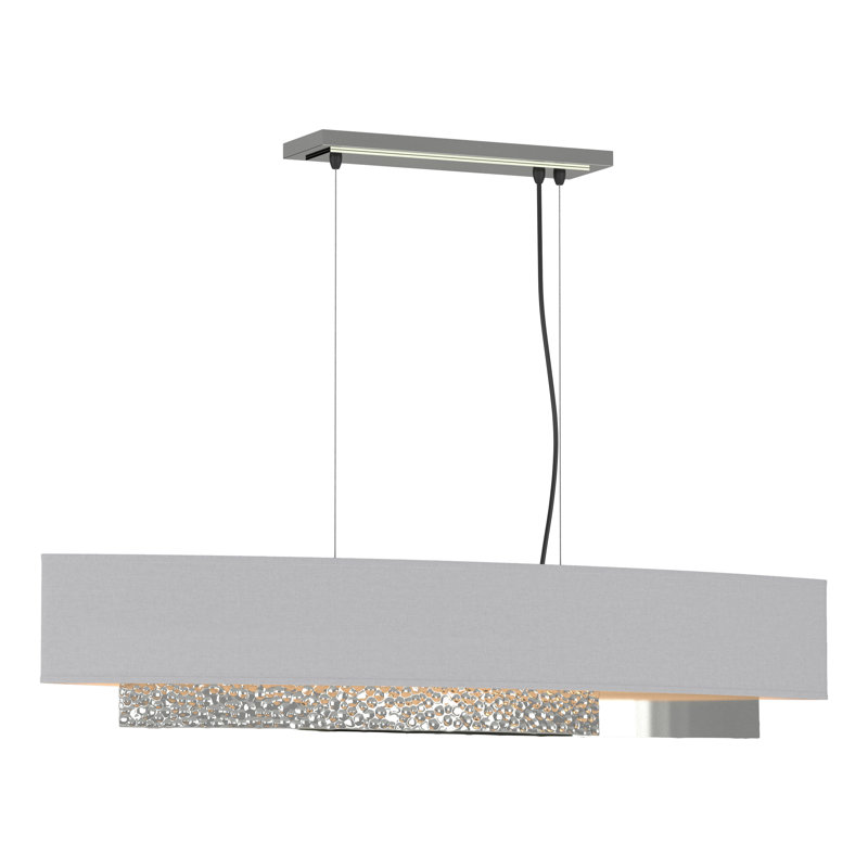 Oceanus 4 - Light Kitchen Island Rectangle Pendant, Flax Shade, Vintage Platinum