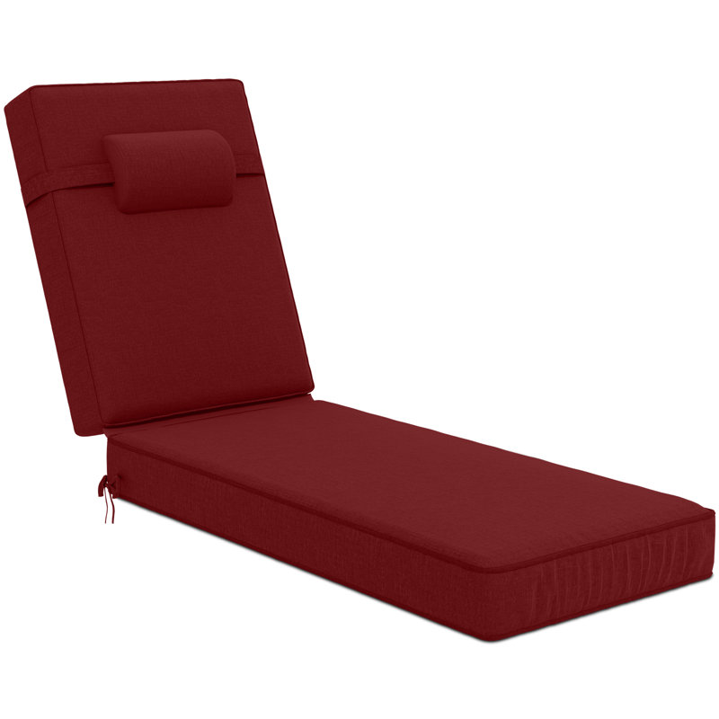 Outdoor Olefin Chaise Lounge Cushions, Red, 48" W x 26" D