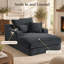 47.2" Oversized Compression Chaise Lounge Sofa, Double-Layer Cushion Cloud Couch with Cup Holders & Side Pockets, Dark Gray