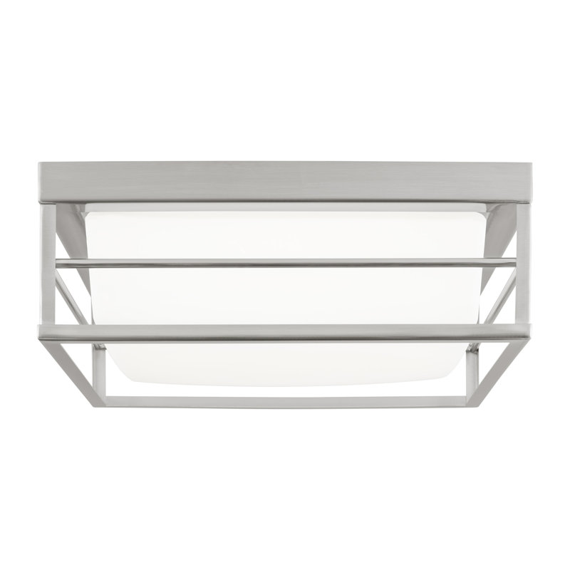 Plafonnier encastré 1 lumière DEL Krista, Nickel brossé, H 4,25 po x l 12 po x P 12 po