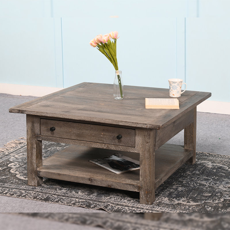 Sink Solid Wood Coffee Table, Rowan Gray