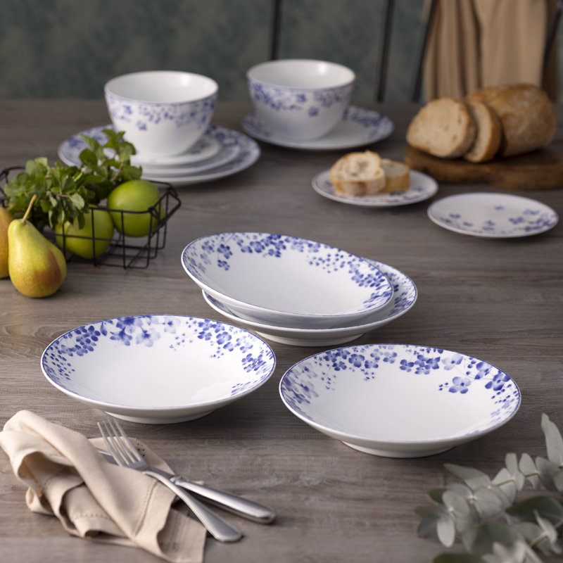 Ensemble de 4 bols à pâtes à rebord bleus Noritake Bloomington Road, 9,25 po, 26 oz