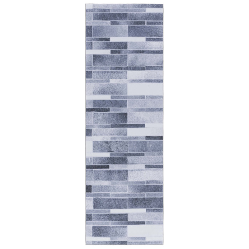 Tapis gris / ivoire en similicuir 513 m / l S / R, Tapis de couloir 2 pi 6 po x 8 pi