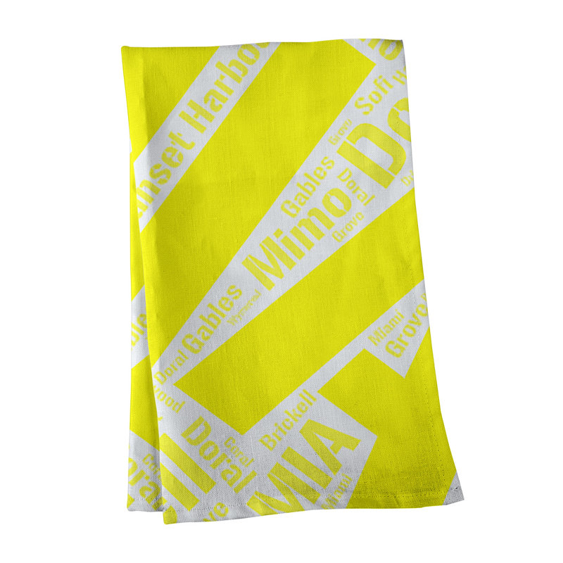Cotton Tea Towel Kitchen Towel, Black, Miami