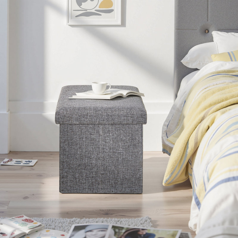 Banc de rangement avec repose-pieds de 19 pouces gris avec couvercle - repose-pieds rembourré avec rangement caché pour salon, chambre à coucher, vestibule, dortoir, petit appartement