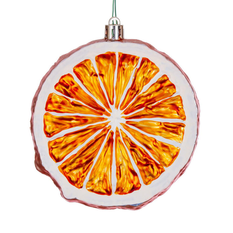 4" Orange Fruit Ornament. Each bag includes six ornaments.