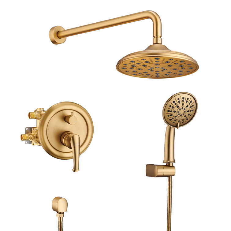 Retro Wall Mount 2 Function Rainfall Shower System with 3 Setting Handheld, Rough-In Valve and Diverter