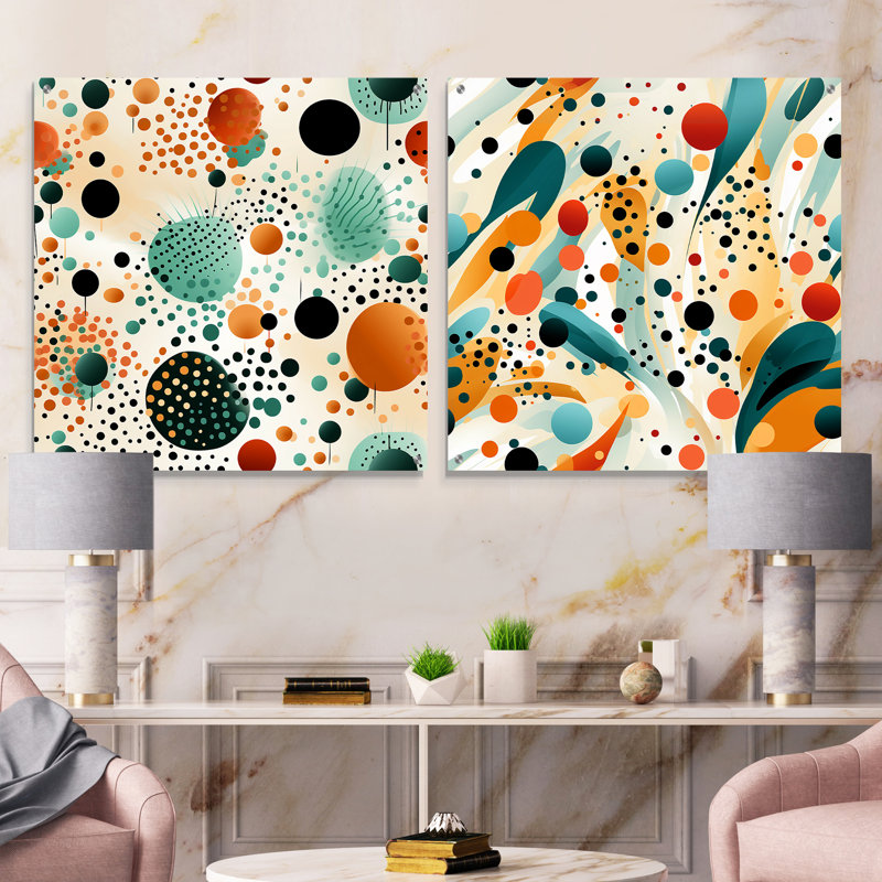 Dahquan - Ensemble abstrait d'art mural en verre abstrait Mid-Century, H 36 po x l 73 po