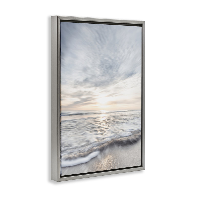 Ondulations de lumière sur cadre flottant Bech, design par Karin Connolly, Cadre flottant gris lustré, H 25 po x l 17 po