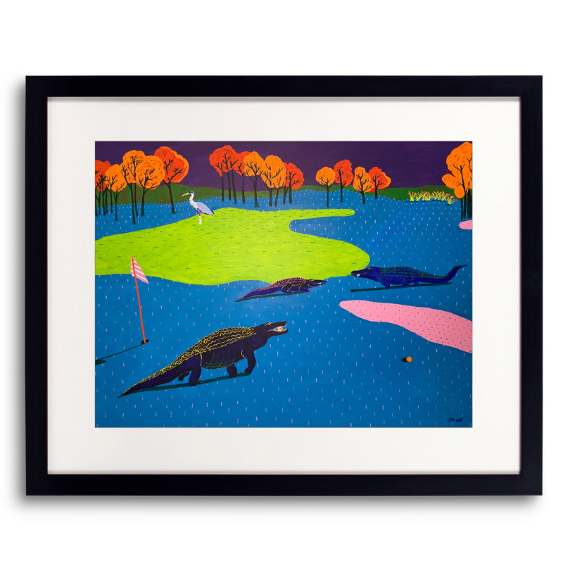«Have a Good Round» par Sue Graef - peinture encadrée, Papier avec cadre noir, H 17,25 po x l 21,25 po