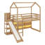 Lit mezzanine simple en bois avec tablettes et lumière-1039606264