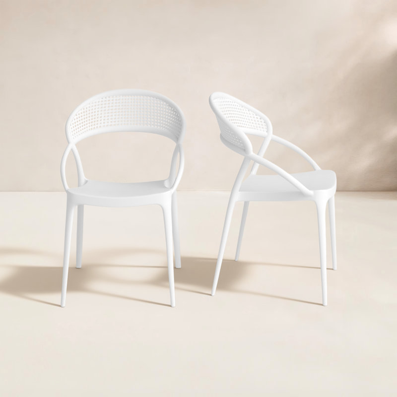 Farrah Stacking Patio Dining Armchair, White