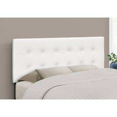 Tête de lit double capitonnée à boutons capitonnée, similicuir, 1 pièce, tête de lit rembourrée, blanc, chambre à coucher transitionnelle, tête de lit seulement