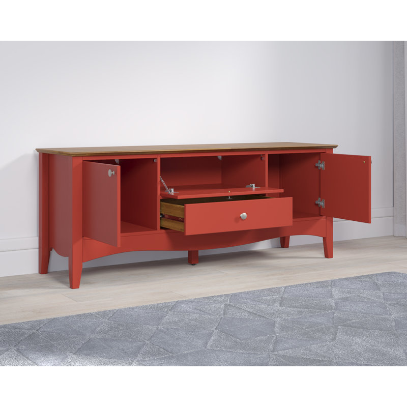 Delrick TV Stand, Red/Brown