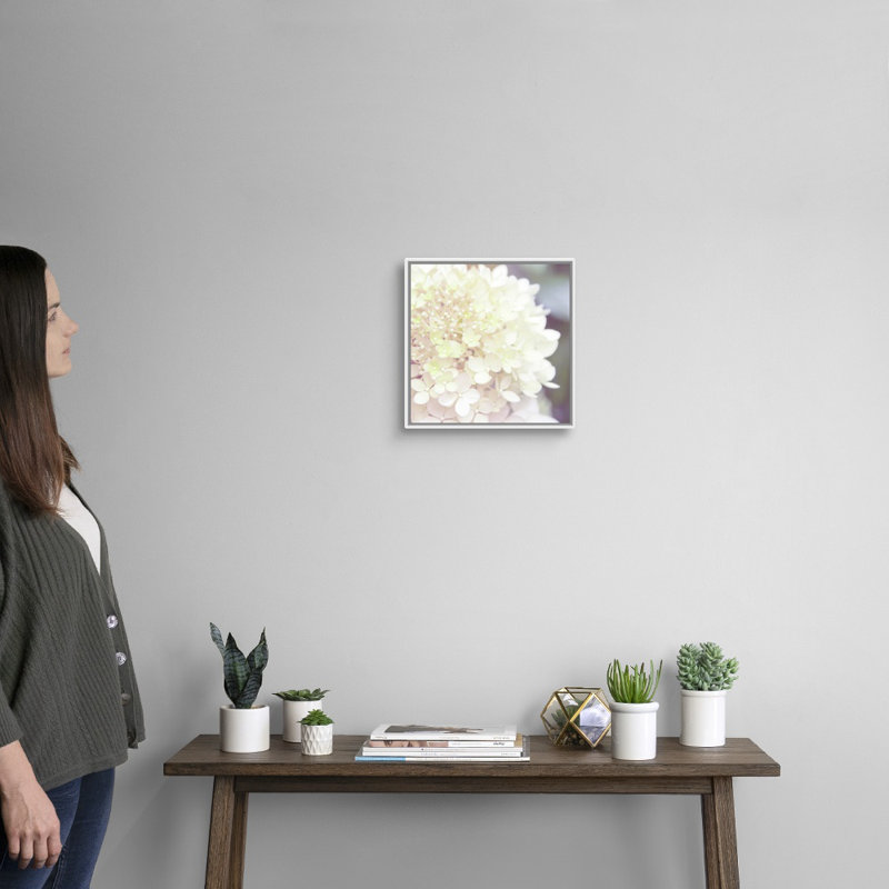 " Hydrangea Dream I " by Laura Marshall, White Framed Canvas, 12" H x 12" W x 1.75" D