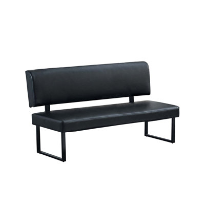 72"L x 37"H Modern Metal Single Booth with Black Upholstered Seat and Open Backrest