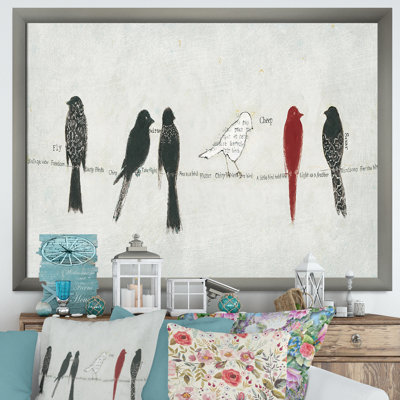 «Red Catching Up Bird Family», reproduction de cadre photo sur toile