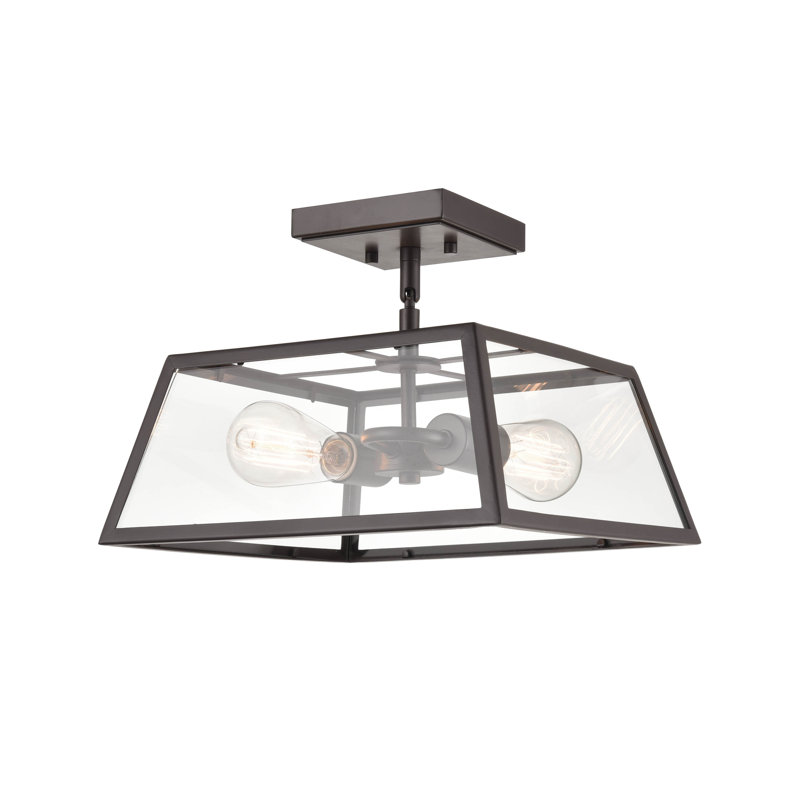 Marcell Glass Semi Flush Mount, Bronze