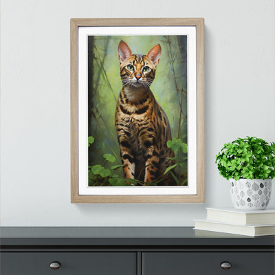 Bengal Cat Hard Edge Painting - Single Picture Frame Print on Wood