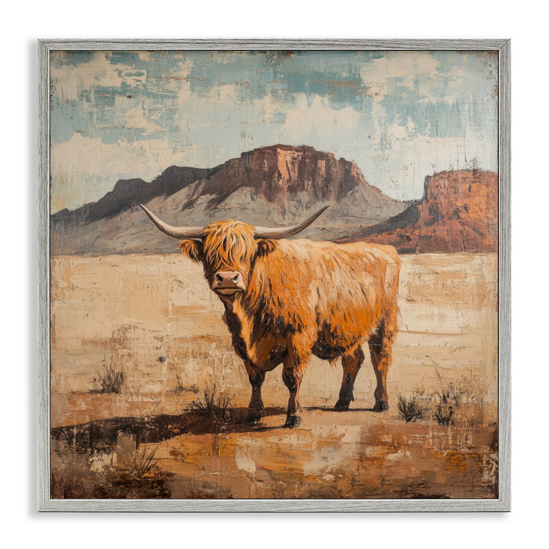 Vache du désert, estampe numérique, conception de Petal Prints Design, H 24 po x l 24 po, Estampe numérique Farmhouse