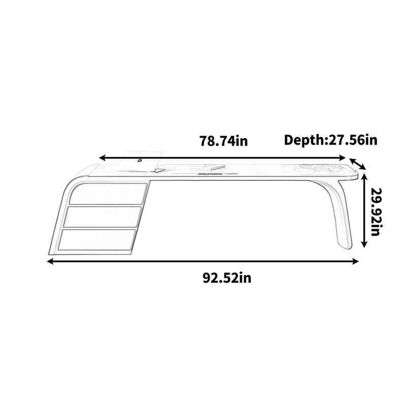 Degnan, Gris, H 29,92 po x l 92,52 po x P 27,56 po