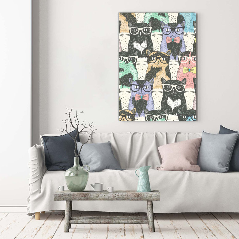Cats With Glasses - Wrapped Canvas Print