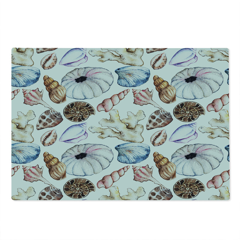 Ambesonne Colorful Cutting Board Large Size Seashell Coral Reef Multicolor