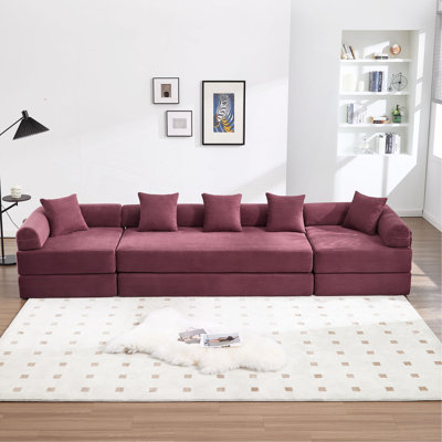 Convertible Folding Sofa Bed, With Fixed Frame And Pillow Back Handrail, Cloud Corduroy Folding Mattress Sofa, Folding Memory Foam Bed In Living Room/Dormitory/Guest Room/Home Office/Apt