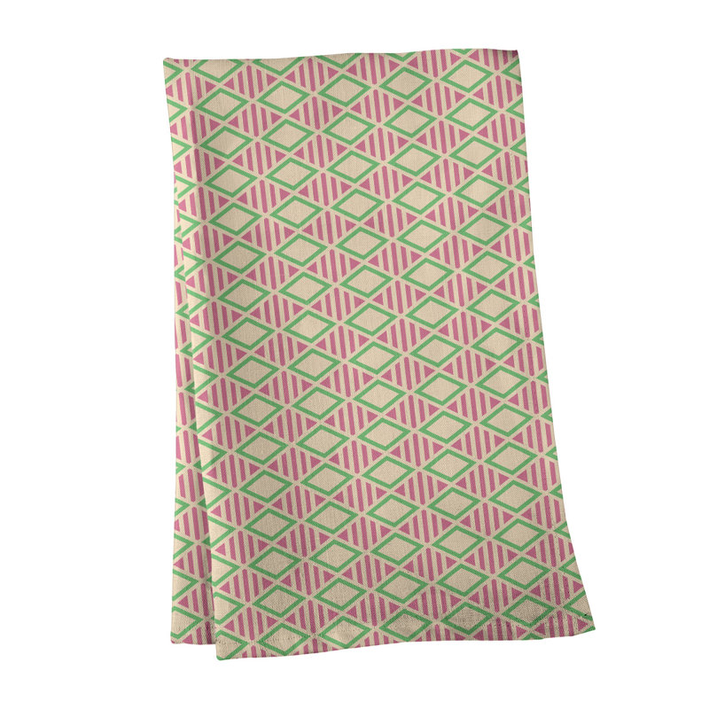 Tea Towel Kitchen Towel, Cotton Twill, Pink/Green