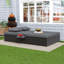 Chaise longue double inclinable en rotin toutes saisons avec dossiers réglables et plateaux pratiques-257236160