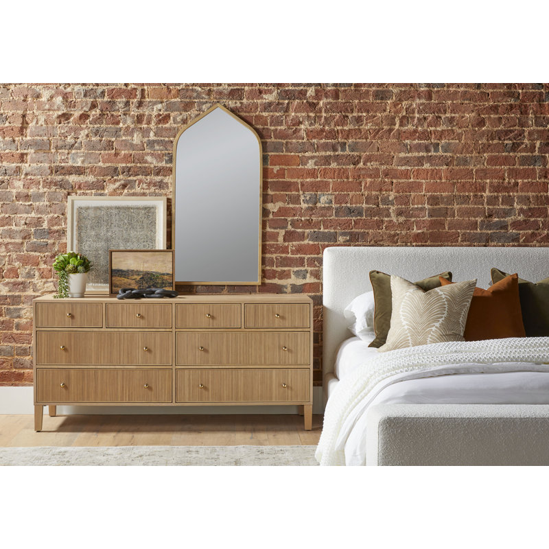 Elegant Queen-Sized Boucle Upholstered Bed with Natural Gray Oak Frame