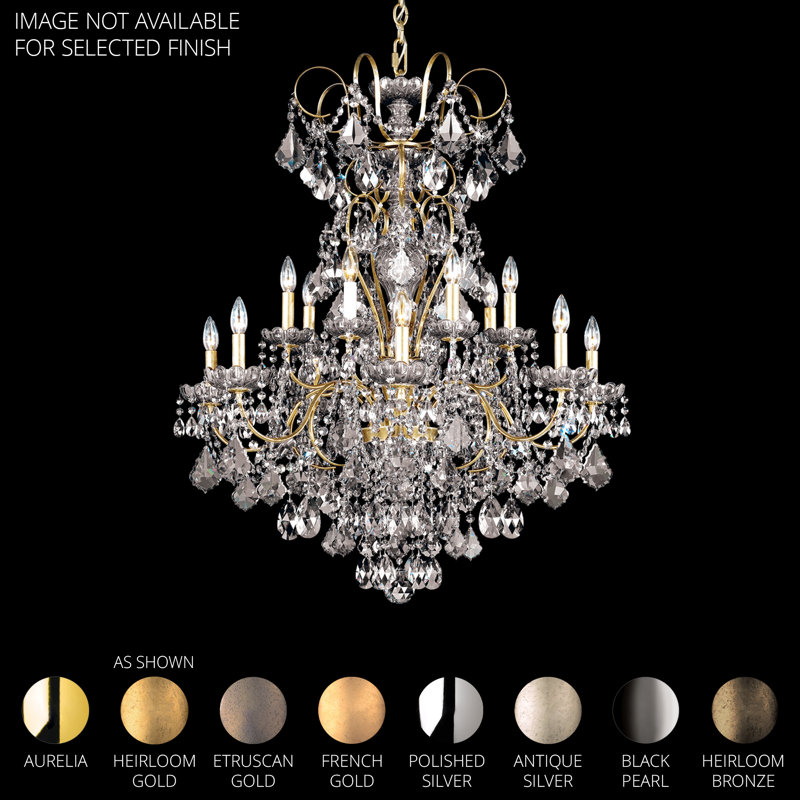 New Orleans 14 Light 32in x 38.5in Chandelier in Antique Silver with Clear Radiance Crystals, Chinese (K9), French Gold