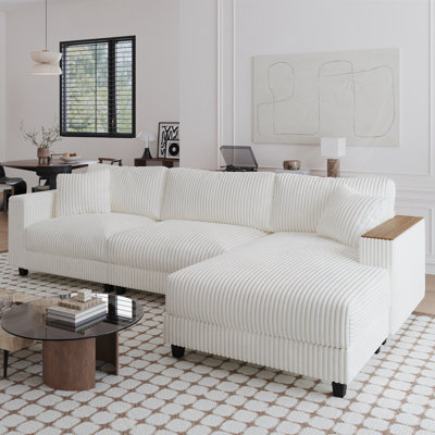 114.5'' Corduroy Couch with 2 Pillows Oversized Sofa