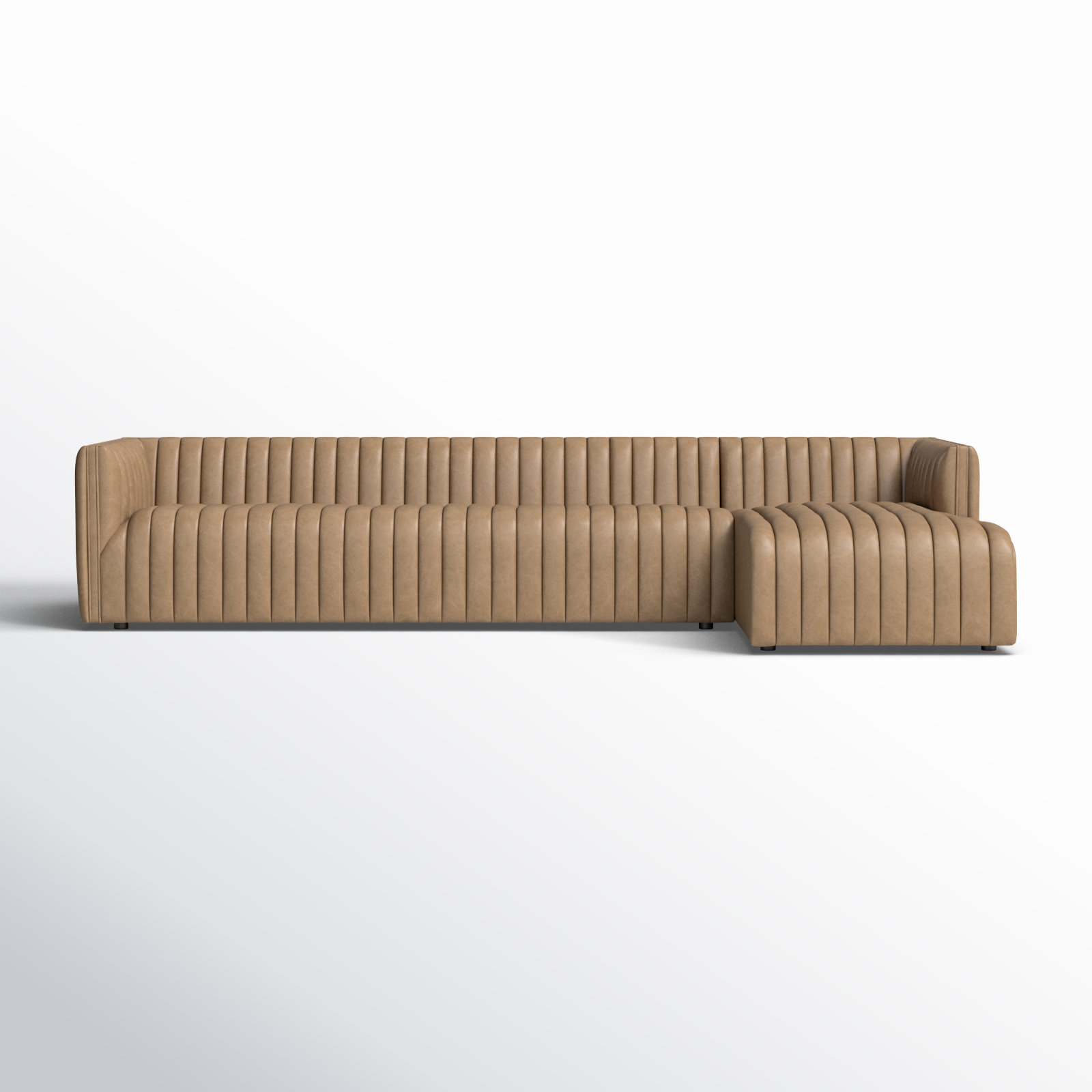 Brandt Upholstered Chaise L-Sectional, Palermo Drift Top Grain Leather, Right Hand Facing, 26.5" H x 126" W x 64" D
