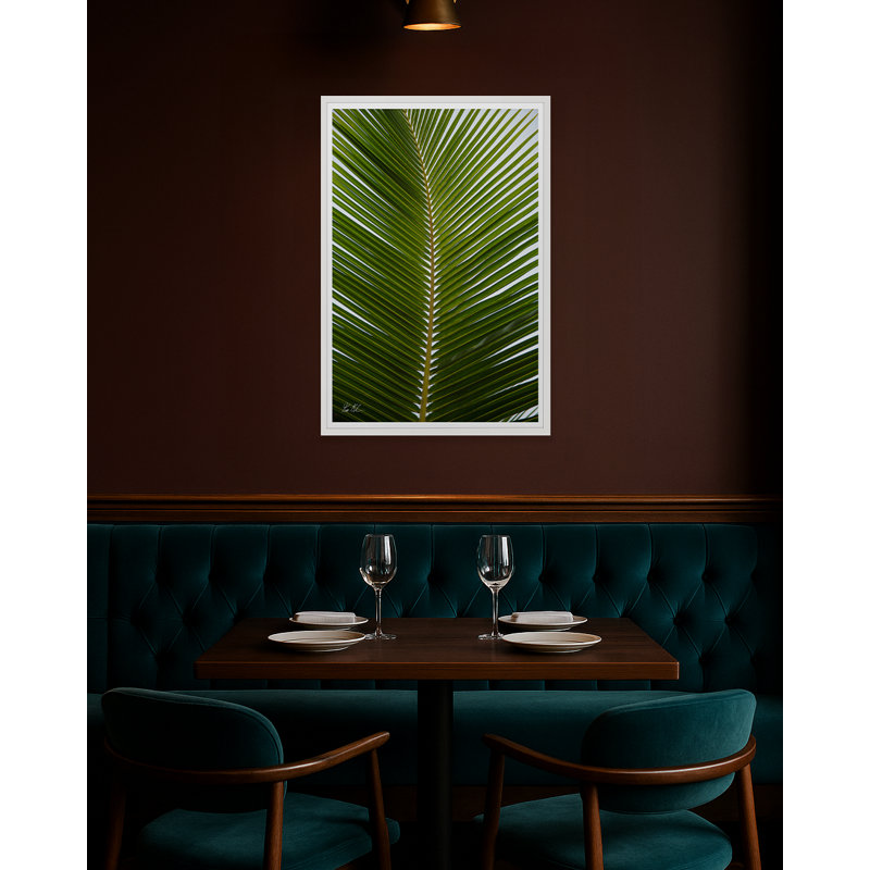Palmier tropical, Cadre blanc, H 30 po x l 20 po x P 1,5 po, Lustre photo encadré