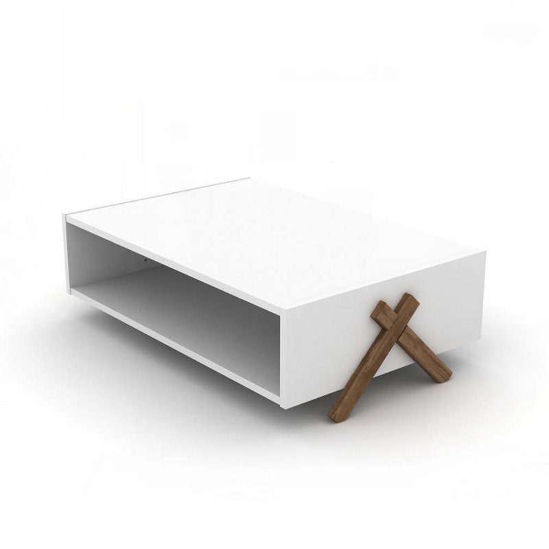 Table basse en bois avec pieds croisés