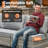 Emroy 6 - Person Outdoor Wicker Sectional Seating Group with Lighted Coffee Table and Swivel Chairs, All Weather Modular Rattan Conversation Set with Cushions-1054600633