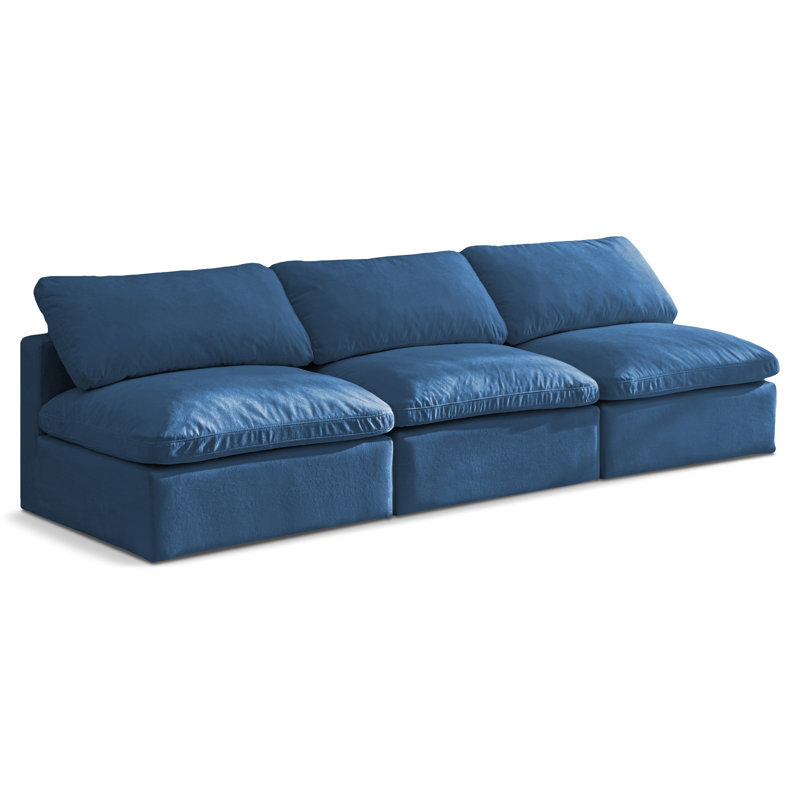 Atis 105'' Velvet Sofa, Navy Velvet