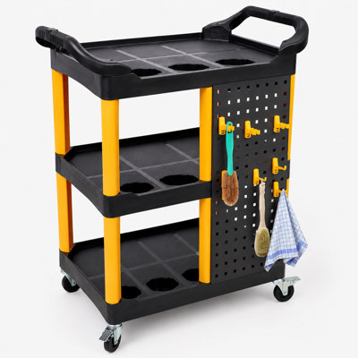 3-Tier Rolling Auto Detailing Cart, Tool Storage Shelves